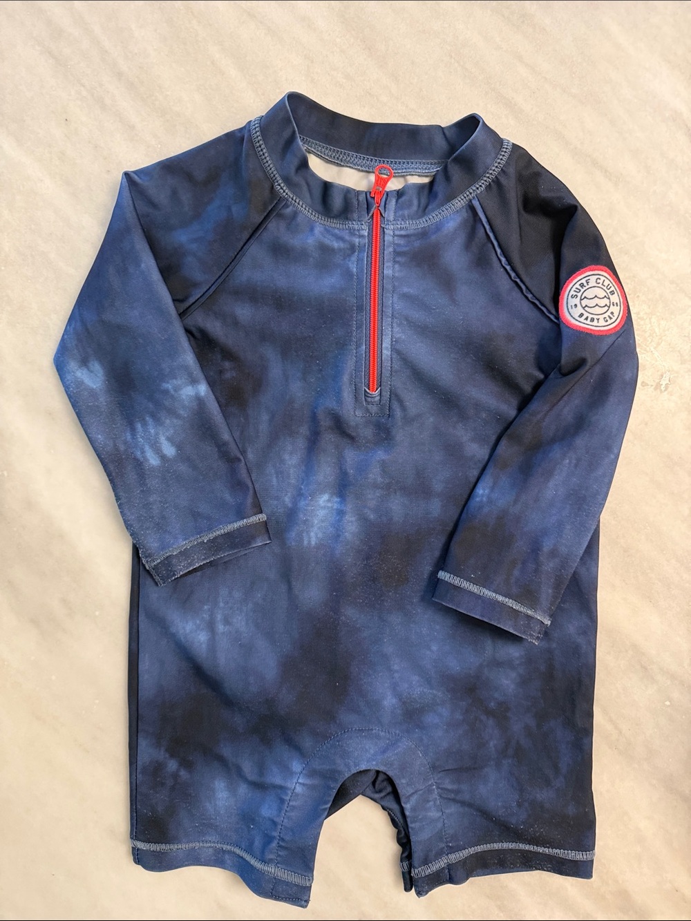 GAP Navy Tie-Dye Baby Rashguard with Red Zip